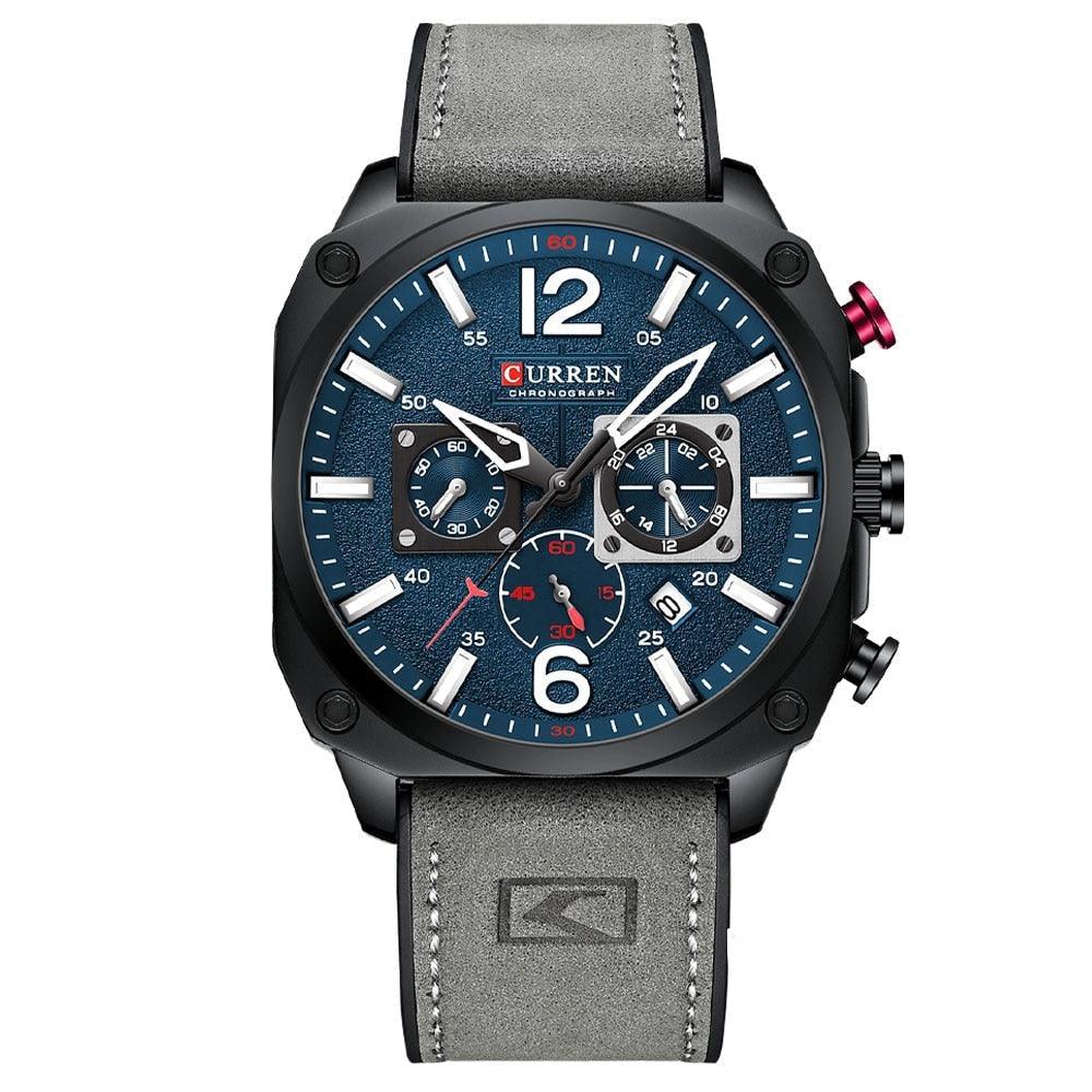 Herren Casual Lederuhr mit 6 Zeigern - Original