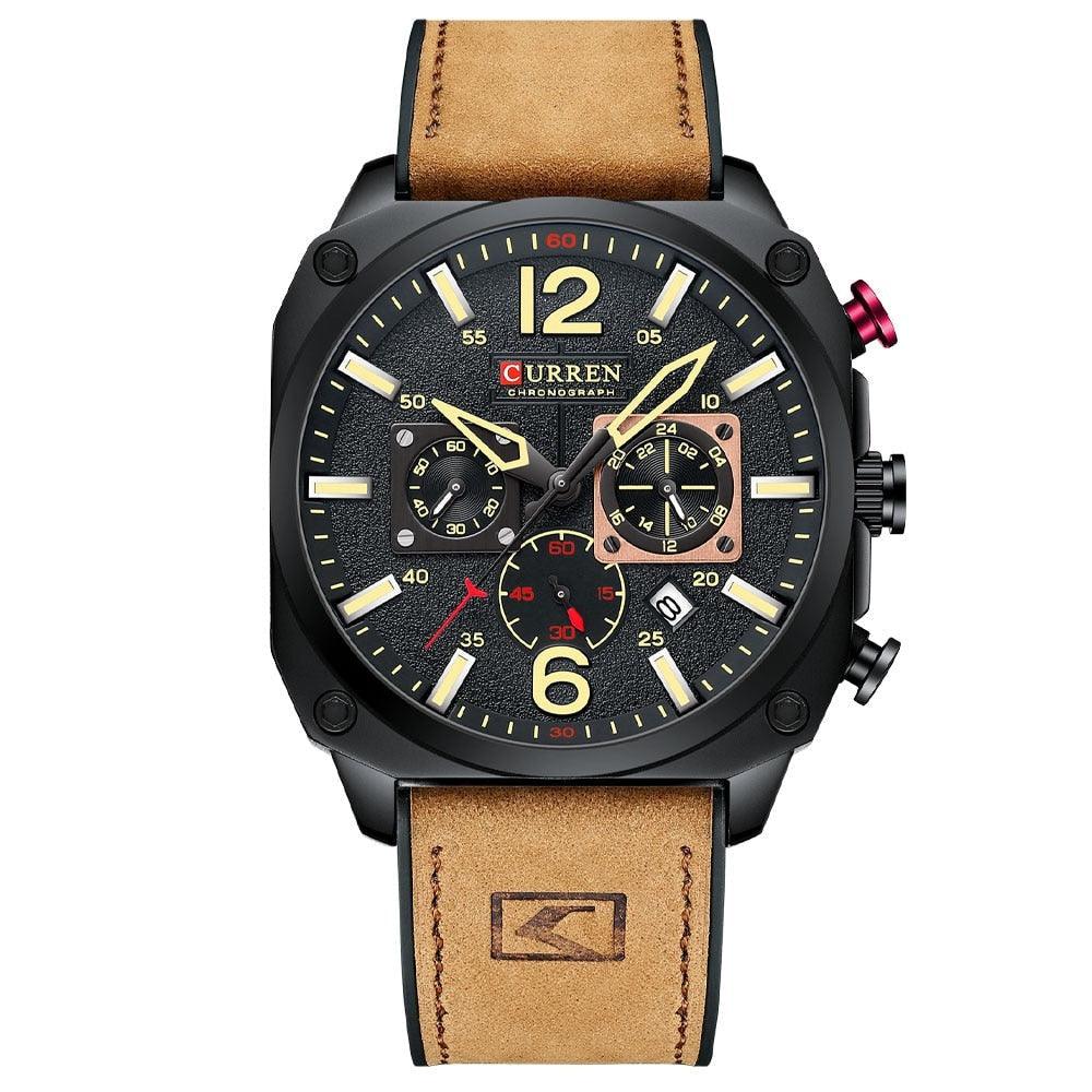 Herren Casual Lederuhr mit 6 Zeigern - Original