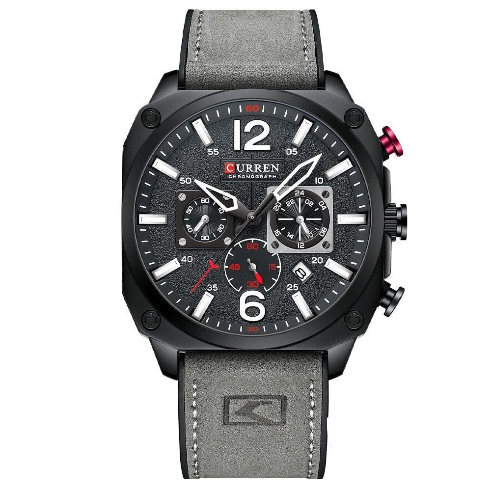 Herren Casual Lederuhr mit 6 Zeigern - Original