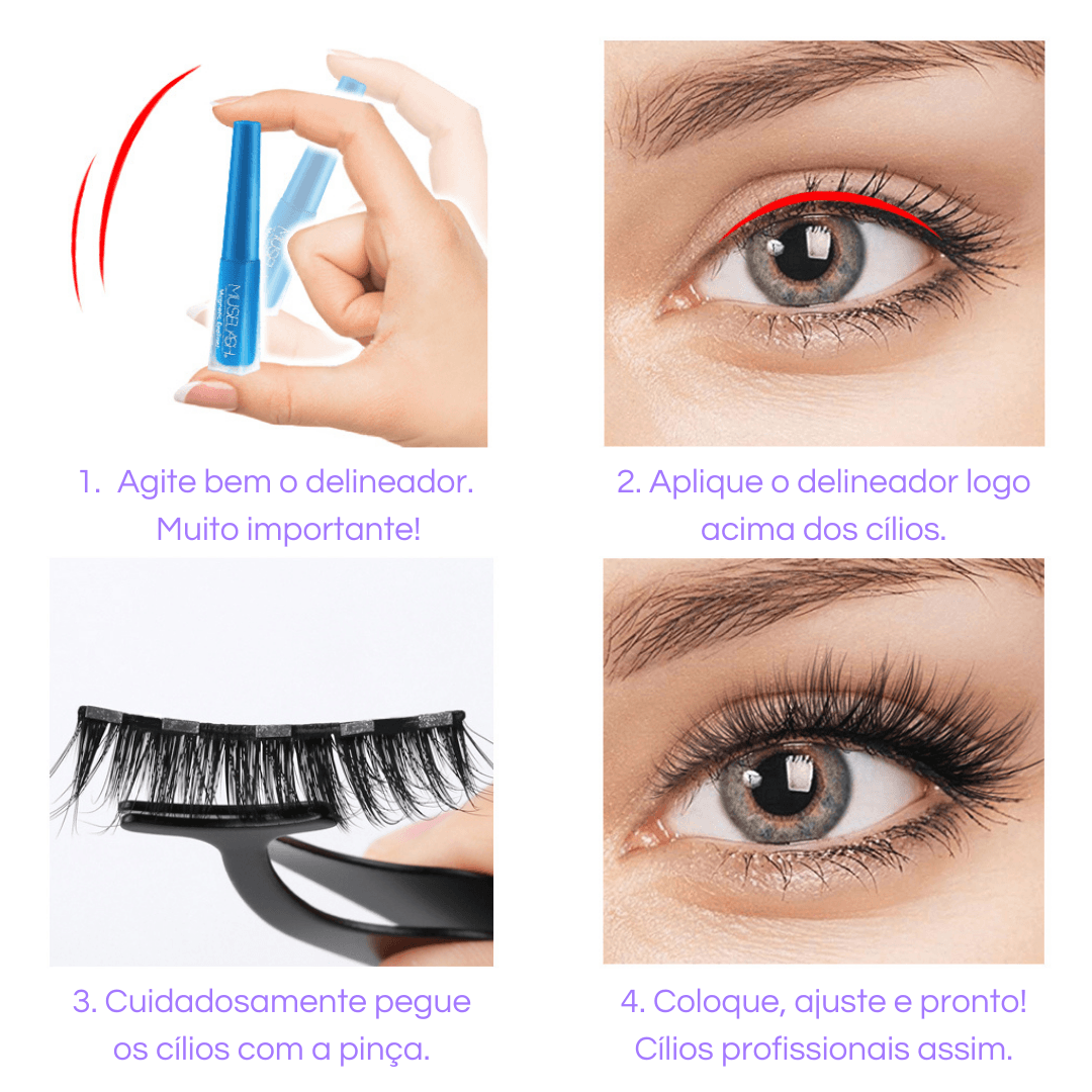 Muselash® 5 Pares de Cílios Magnéticos Reutilizáveis + 5 Brindes + Frete Grátis
