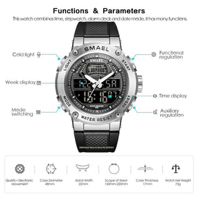 Lässige Herrenuhr mit Doppelanzeige – Original