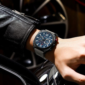 Herren Casual Lederuhr mit 6 Zeigern - Original