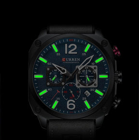Herren Casual Lederuhr mit 6 Zeigern - Original
