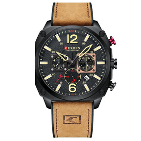 Herren Casual Lederuhr mit 6 Zeigern - Original