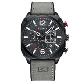Herren Casual Lederuhr mit 6 Zeigern - Original