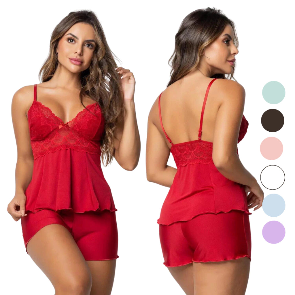 BabyDoll Love com shorts doll com aplicações em renda