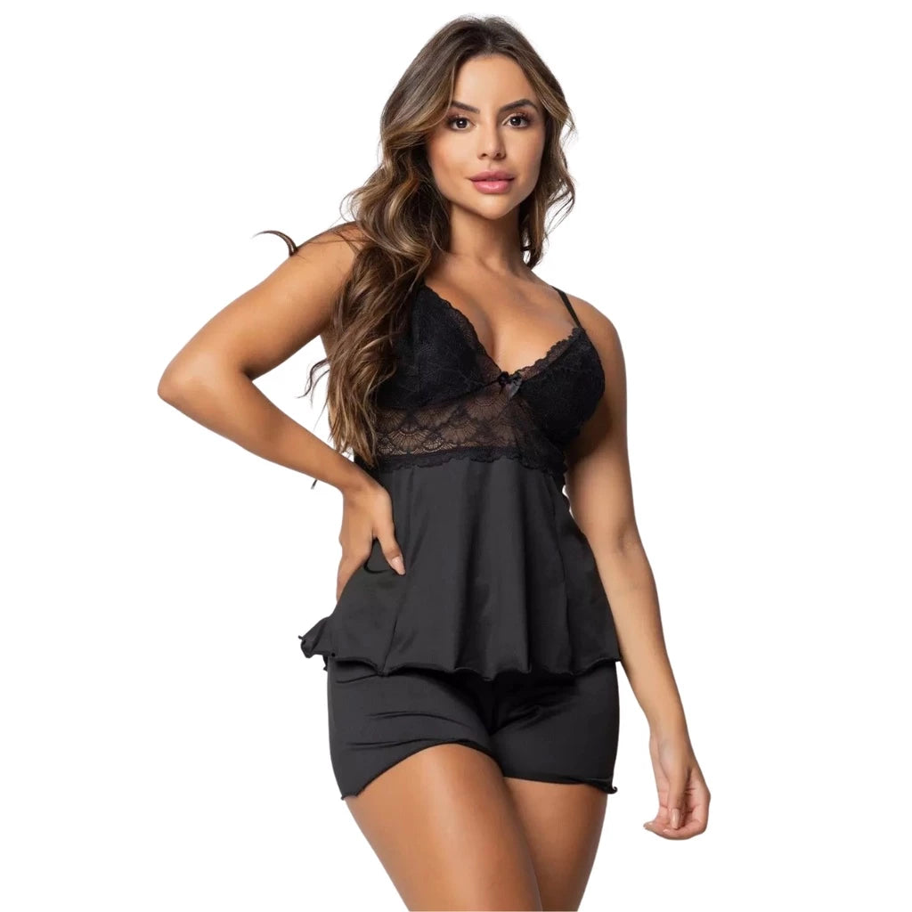 BabyDoll Love com shorts doll com aplicações em renda