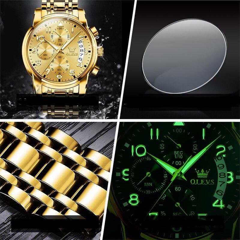 Relógio OLEVS ouro fino - Aço inoxidável (Edição limitada) - invisatu